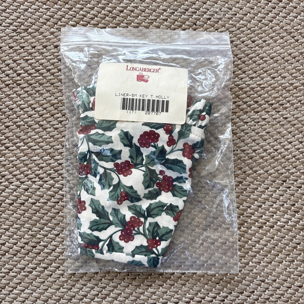 LONGABERGER Small Key basket Liner TRADITIONAL HOLLY
